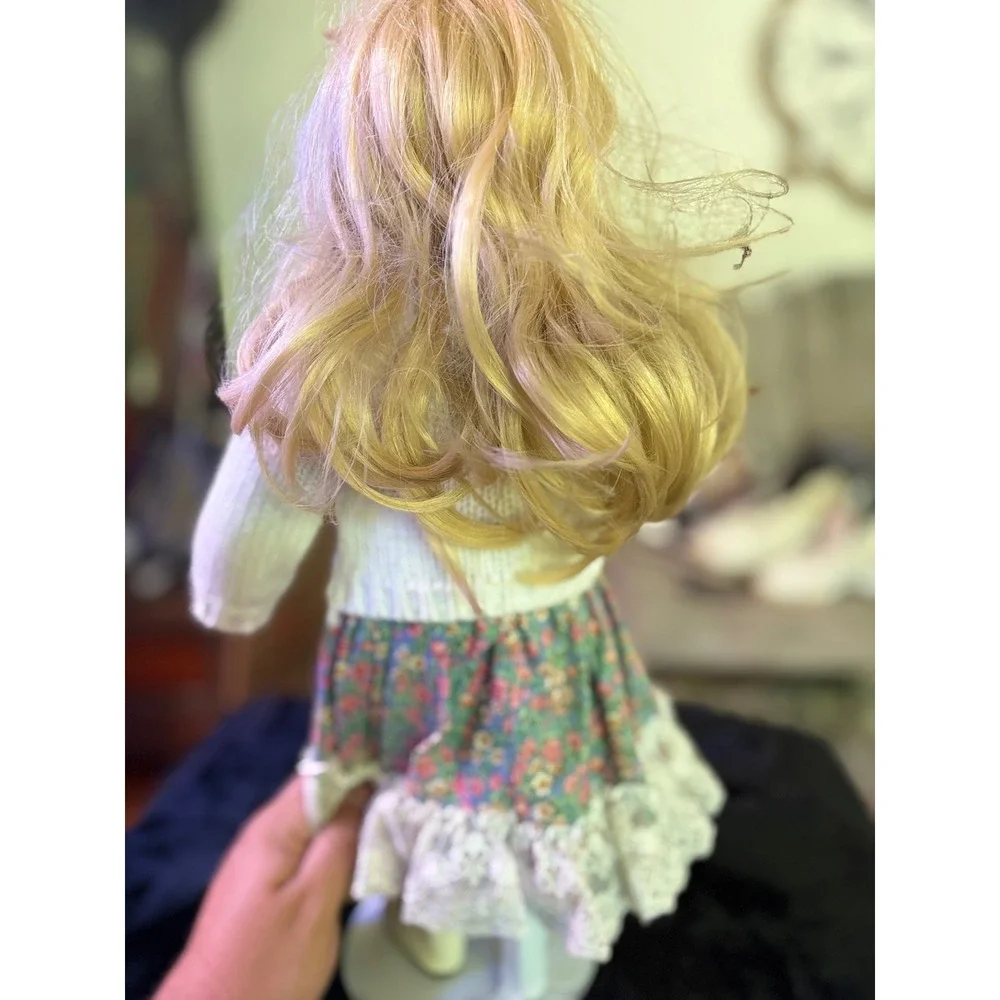 Westminster Collection Porcelain Doll 18 Inch Blonde Blue Eyes Floral Lace Dress